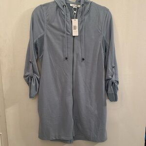 Simply Noelle Carolina light blue zip up hooded jacket Size L/XL